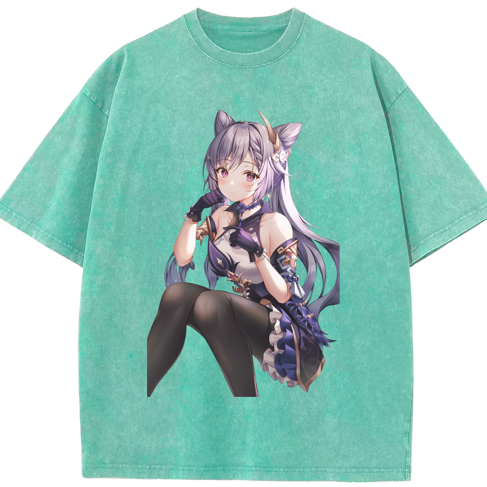 げんし神 刻晴 こくせい genshin Kokusei 綿100% ヴィンテージ風 半袖Tシャツ（フロントプリント）